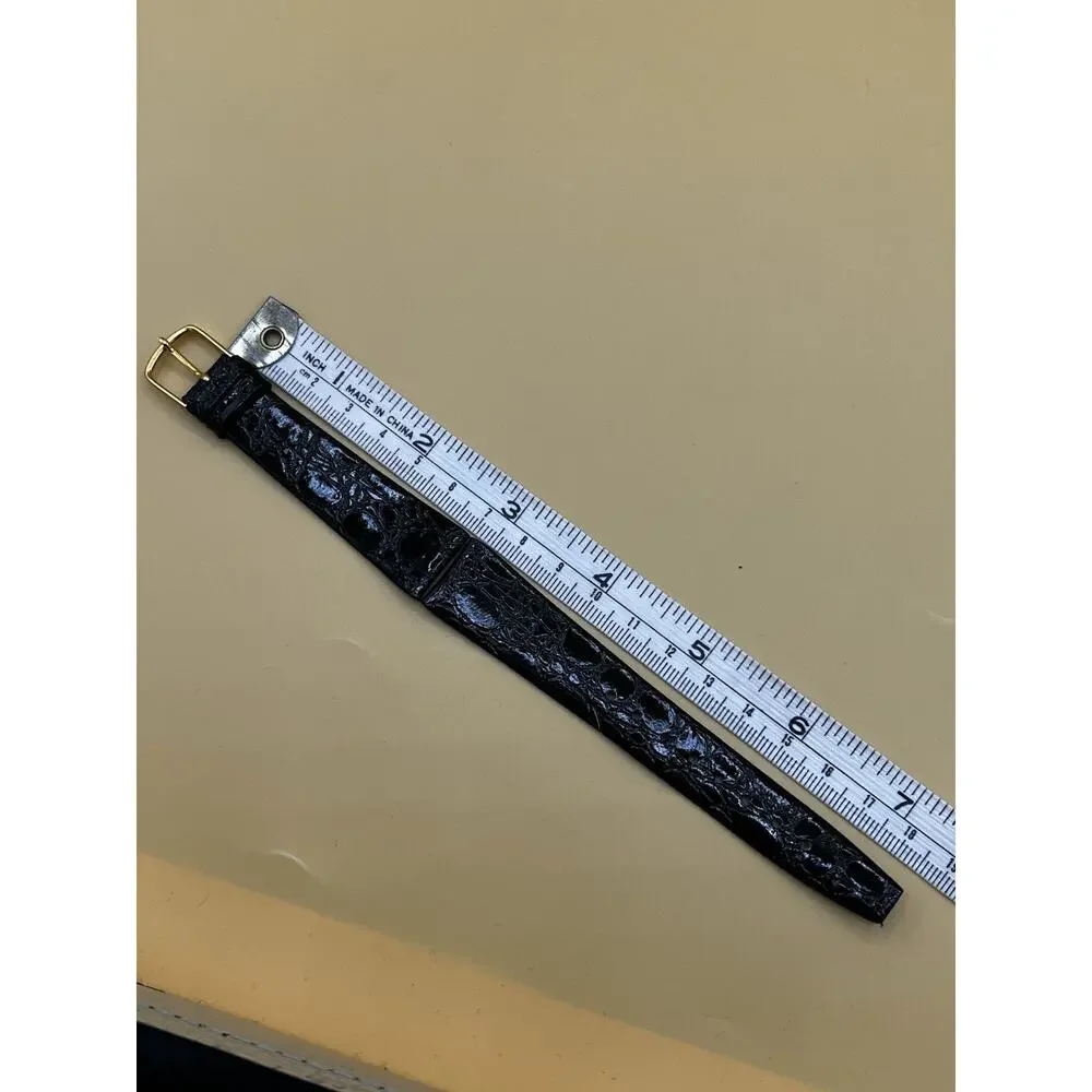 19mm KREISLER Alligator Calfskin Black NOS Vintage Watch Band & Gold-Tone Buckle